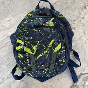 The North Face Kids Backpack - Navy and Neon Yellow